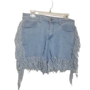 Women's Stretch Denim Fringe Western Shorts Sz 11